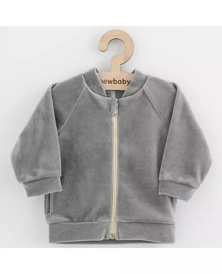 Baby sweatshirt - grijs - maat 68 (4-6 maanden) - suede met rits