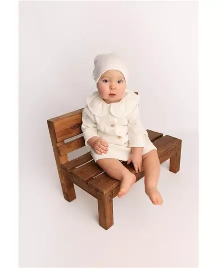 Babytrui - Gebroken wit - Houten knopen - Kraag - Maat 86 (12-18m)