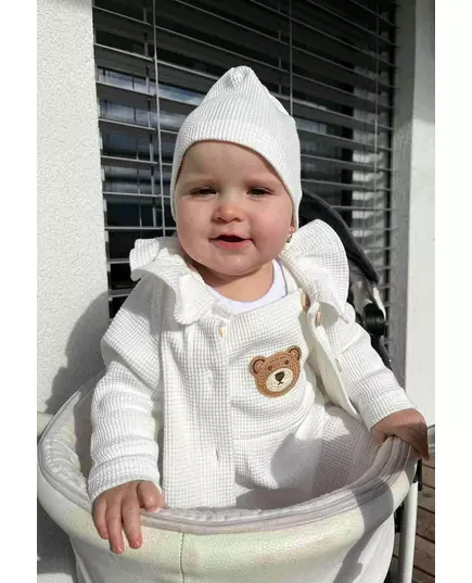 Babyjurkje - Wit - Teddybeermotief - Maat 74 (6-9 maanden)