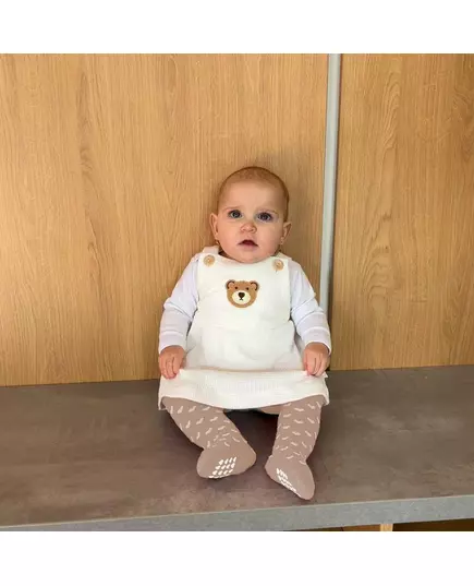 Babyjurkje - Wit - Teddybeermotief - Maat 74 (6-9 maanden)