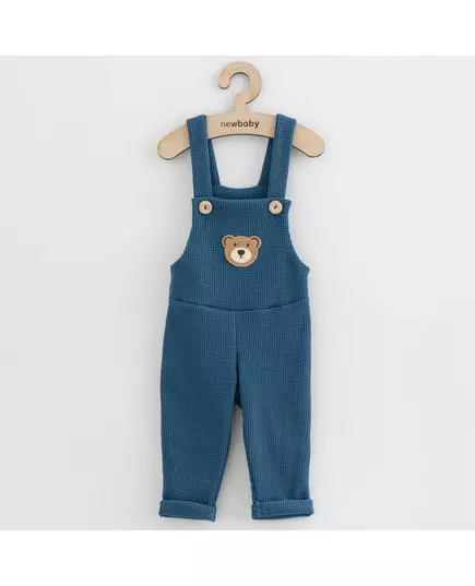 Kinderbroek - Blauwe bretels - Berenkop applicatie - Maat 56 (0-3m)