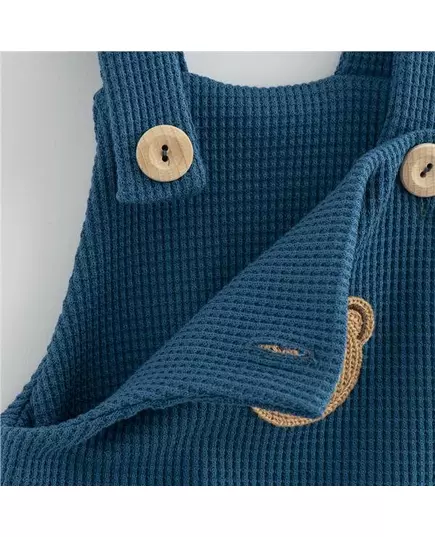 Kinderbroek - Blauwe bretels - Berenkop applicatie - Maat 56 (0-3m)