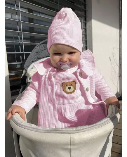 Baby Muts - Katoen - Wafelpatroon - Wit - Maat 92/98 - Babyhoofddeksel