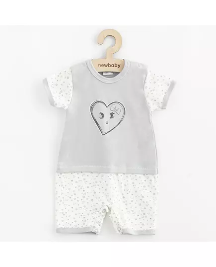 Baby romper - kortemouwen - zomer - maat 80 - grijs-wit