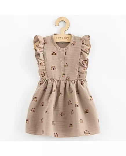 Kinderjurkje - Katoen - Lichtbruin - Regenbogen - Maat 62 (3-6 maanden)