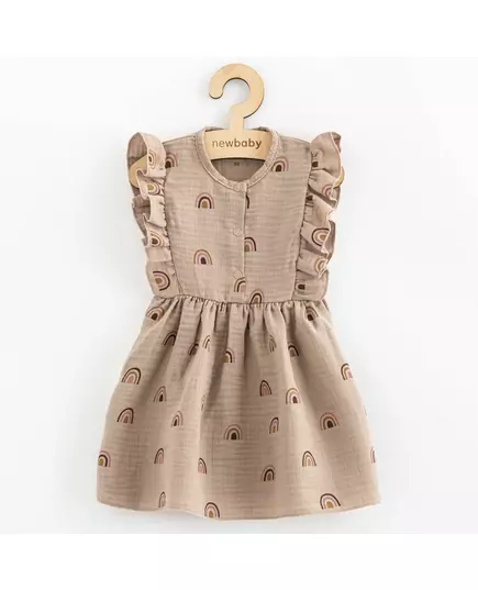 Kinderjurk - Katoen - Beige - Regenboog - Maat 74 (6-9 maanden)