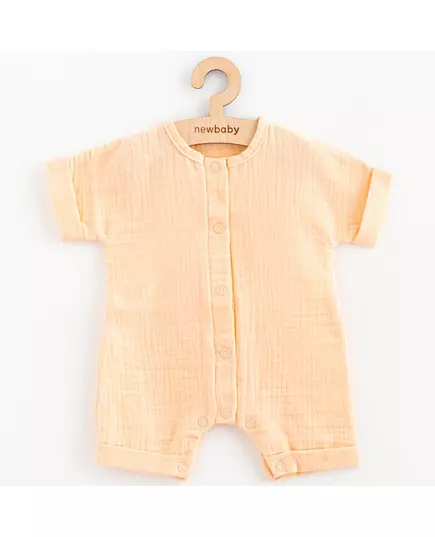 Babykleding - Rompertje - Korte mouwen - Katoen stof - Perzikkleur