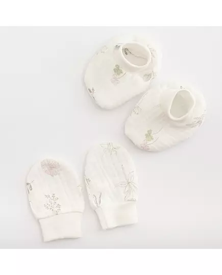 Baby katoen set - caps en wantjes - 100% katoen - bloemmotief