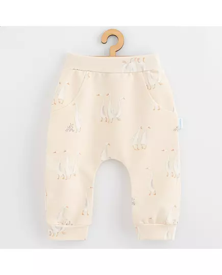 Babybroek - Lichte beige kleur - Patroon met ganzen - Zachte katoenen sweatpants
