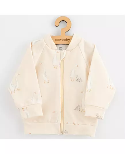 Babyvestje - Crèmekleurig - Rits - Witte ganzen - Sweatstof