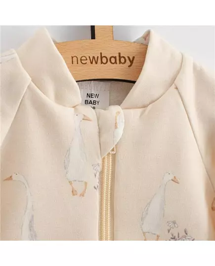 Babyvestje - Crèmekleurig - Rits - Witte ganzen - Sweatstof