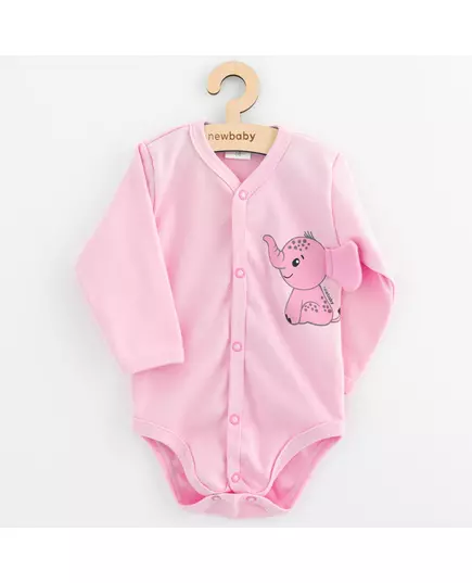 Babyromper - Lange mouwen - Roze - 3D-oren olifant - 100% katoen