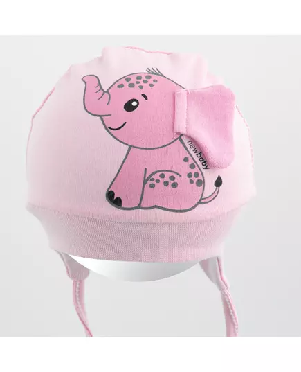 Babyhoedje - Roze - 3D-Oortjes - Olifantillustratie - 100% Katoen
