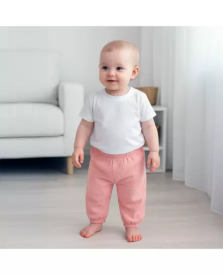 Kinderkleding - Baby T-shirt en katoen broek set - Wit met roze