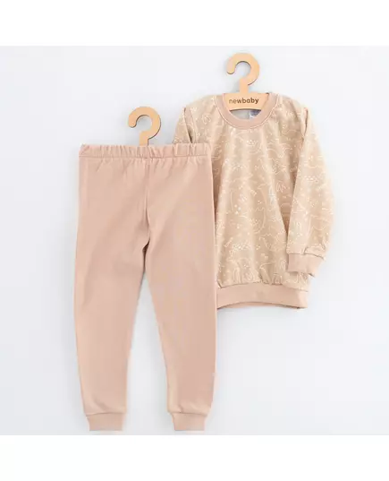 Kinderpyjama - Beige Dino - Katoen - Lange mouwen - Elastische tailleband