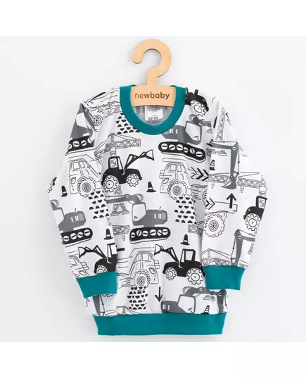 Kinderpyjama - Trui met bouwvoertuigen - Effen groene broek