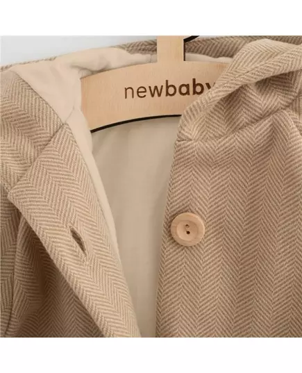 Babyjacket - Lichtbruin - Visgraatpatroon - Capuchon - Katoenen voering
