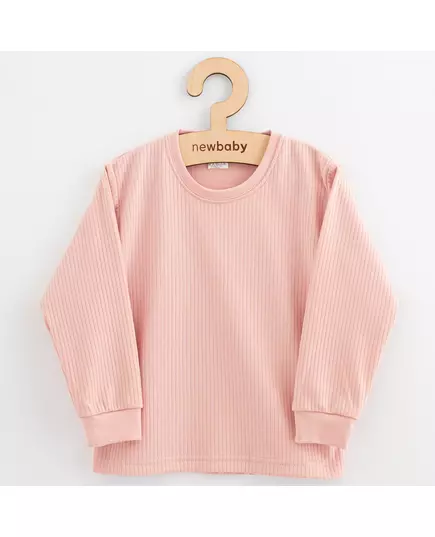 Longsleeve T-Shirt - 100% Katoen - Poederroze - Geribbeld