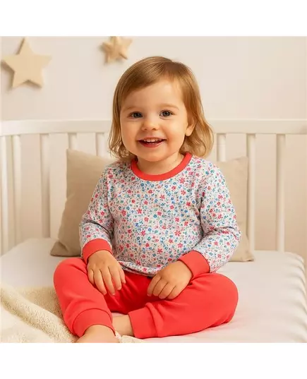 Kinderpyjama's - Katoen - Bloemenprint - Effen Rood - Lange Mouwen