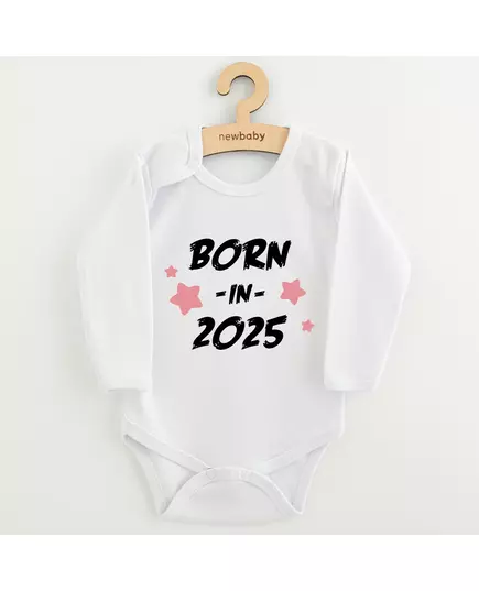 Babyromper - Witte longsleeve - BORN IN 2025 - 100% katoen