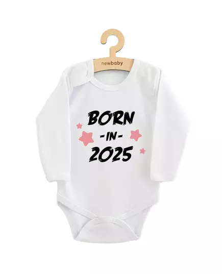 Babyromper - Witte longsleeve - BORN IN 2025 - 100% katoen