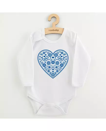 Baby bodysuit - Print met hartje - Folk patroon - Blauw