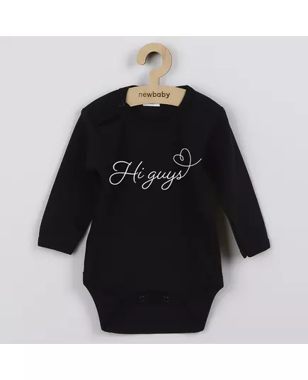 Baby Romper - lange mouwen - zwarte romper - print "Hi guys"