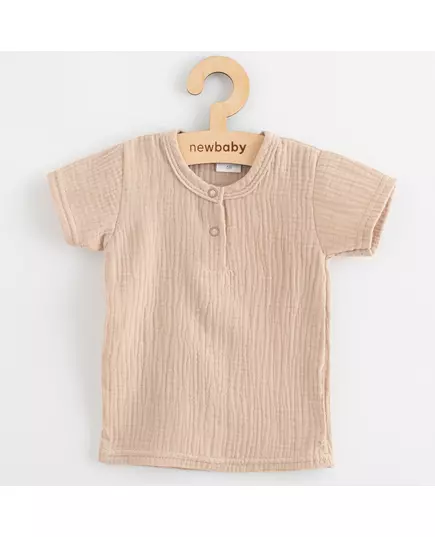 Baby kleding set - 2-delig - Katoen stof - Lichtbeige - T-shirt met korte mouwen