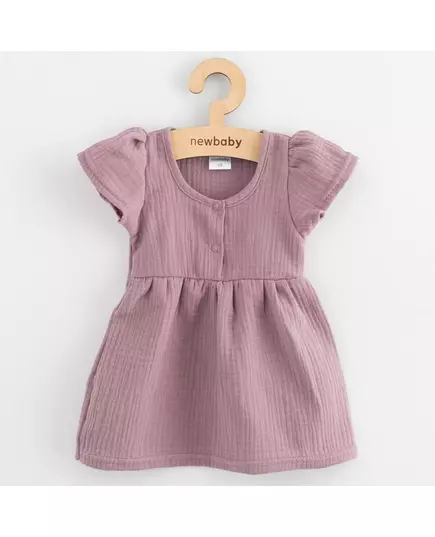 Baby jurk - Katoen - Lila - Katoen - Korte pofmouwen - Ronde halslijn