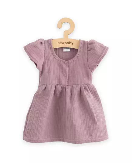 Baby jurk - Katoen - Lila - Katoen - Korte pofmouwen - Ronde halslijn