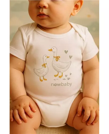 Baby romper - korte mouwen - katoen - eenden print - babykleding