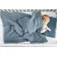 Gebreide wiegenset muslin-blauw