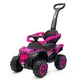 Kinderauto Quad Zwart Roze met Duwstang