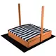 Houten zandbak met zonnescherm - 120x120 cm - Blauw wit