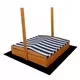 Houten zandbak met zonnescherm - 120x120 cm - Blauw wit