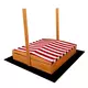 Houten zandbak 120x120 cm met luifel - rood-wit