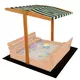 Houten zandbak 120x120 cm Groen/Wit met luifel - Buiten