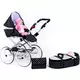 2-in-1 Kinderwagen voor Poppen - Retro zwart-wit