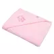 Roze geborduurde babyhanddoek met capuchon 100x100 cm