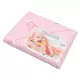Roze geborduurde babyhanddoek met capuchon 100x100 cm