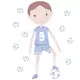 Voetballer muurstickers blauw - 85 x 60 cm - set van 11