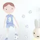 Voetballer muurstickers blauw - 85 x 60 cm - set van 11