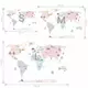 Wereldkaart muurstickers roze 150 x 100 cm Kinderkamer