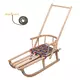 Houten slee met rugleuning, duwstang en trekkoord 86 cm