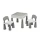 Kindermeubelset - Tafel en Stoelen - Wit met Grijs