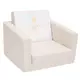 Comfortabele beige peuterstoel met olifantenrugkussen