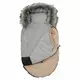 Beige voetenzak buggy met afneembare bontkraag