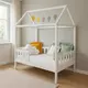 Kinderbed CASTELLO - 160x80 cm - Wit Huisbed - Met Uitvalbeveiliging