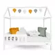 Kinderbed CASTELLO - 180x90 cm - Wit Huisbed - Met Uitvalbeveiliging