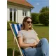 Beukenhouten Tuin- en Strandstoel blauw-wit – inklapbaar en comfortabel